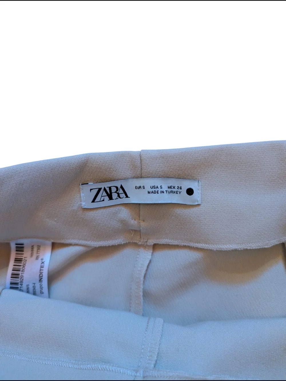 Zara Cream Wide-Leg High Waist Pants with Black Belt - Picture 3 of 3